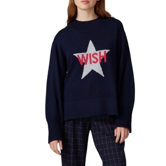 Victor Alfaro Navy Blue Oversized Silver Star “Wish” Sweater XL - Picture 1 of 6